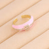 Wholesale Jewelry Geometric Copper Oil Dripping Microinlaid Zircon Heart Ring For Women