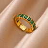 Wholesale Jewelry Geometric Copper Ring With Diamond Design And 18K Gold Plated For Women And Unisex In Ins Style