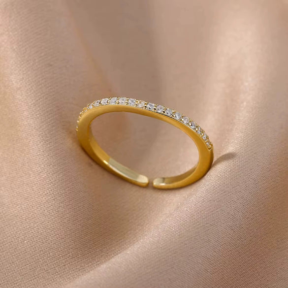 Wholesale Jewelry Geometric Copper Ring With Diamond Design And 18K Gold Plated For Women And Unisex In Ins Style