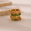 Wholesale Jewelry Geometric Copper Ring With Diamond Design And 18K Gold Plated For Women And Unisex In Ins Style