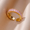 Wholesale Jewelry Geometric Copper Ring With Diamond Design And 18K Gold Plated For Women And Unisex In Ins Style