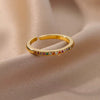 Wholesale Jewelry Geometric Copper Ring With Diamond Design And 18K Gold Plated For Women And Unisex In Ins Style