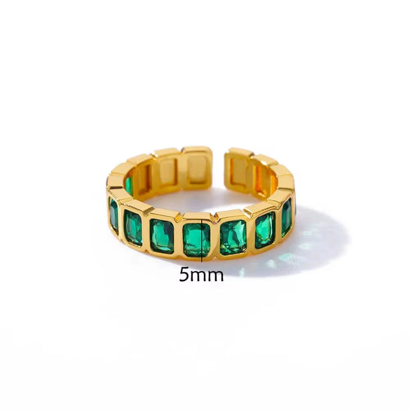 Wholesale Jewelry Geometric Copper Ring With Diamond Design And 18K Gold Plated For Women And Unisex In Ins Style