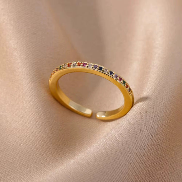 Wholesale Jewelry Geometric Copper Ring With Diamond Design And 18K Gold Plated For Women And Unisex In Ins Style