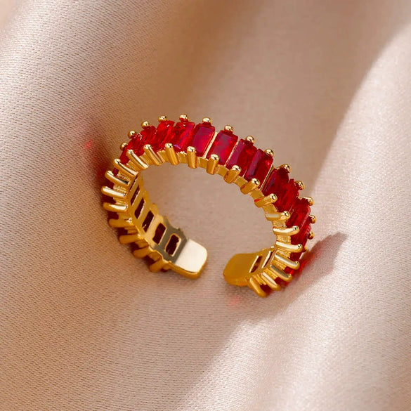 Wholesale Jewelry Geometric Copper Ring With Diamond Design And 18K Gold Plated For Women And Unisex In Ins Style