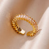 Wholesale Jewelry Geometric Copper Ring With Diamond Design And 18K Gold Plated For Women And Unisex In Ins Style