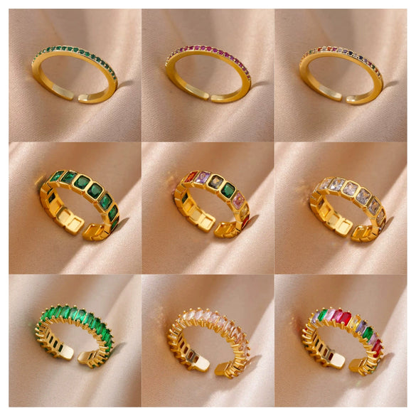 Wholesale Jewelry Geometric Copper Ring With Diamond Design And 18K Gold Plated For Women And Unisex In Ins Style