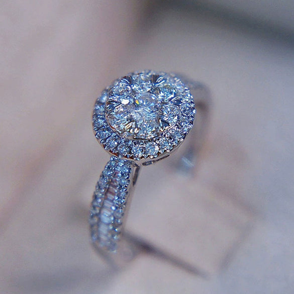 Wholesale Jewelry Geometric Copper Ring With Micro Inlaid Zircon For Women Fashion Ol Style