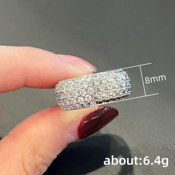 Wholesale Jewelry Geometric Copper Ring With Microencrusted Diamond And Sparkling Zircon For Women