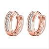 Wholesale Jewelry Geometric Copper Rose Gold Hollow Circle White Diamond Electroplated Earrings