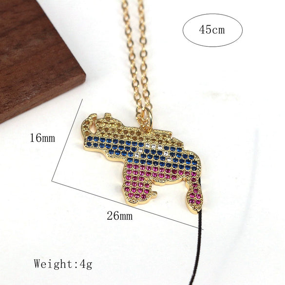 Wholesale Jewelry Geometric Copper Titanium Steel Zirconia Clavicle Chain Necklace