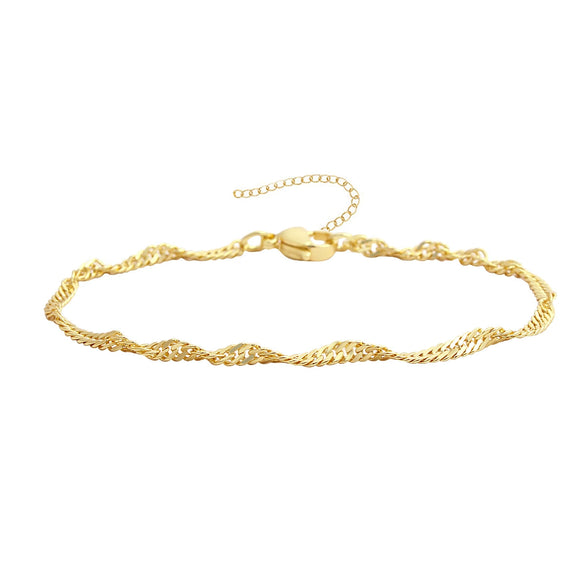 Wholesale Jewelry Geometric Copper Water Wave Chain Electroplated Necklace