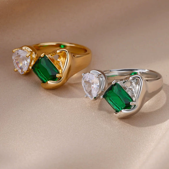 Wholesale Jewelry Geometric Copper Zirconium Inlaid Flower Ring Electroplating Style