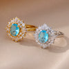 Wholesale Jewelry Geometric Copper Zirconium Inlaid Flower Ring Electroplating Style