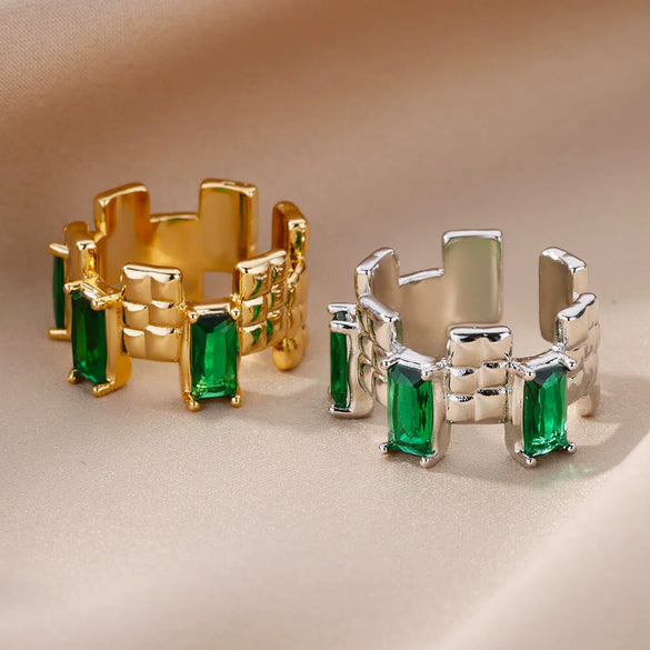 Wholesale Jewelry Geometric Copper Zirconium Inlaid Flower Ring Electroplating Style