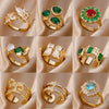 Wholesale Jewelry Geometric Copper Zirconium Inlaid Flower Ring Electroplating Style