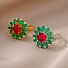 Wholesale Jewelry Geometric Copper Zirconium Inlaid Flower Ring Electroplating Style