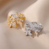 Wholesale Jewelry Geometric Copper Zirconium Inlaid Flower Ring Electroplating Style