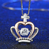 Wholesale Jewelry Geometric Cross Crown Zircon Pendant Necklace S925 Sterling Silver Electroplated