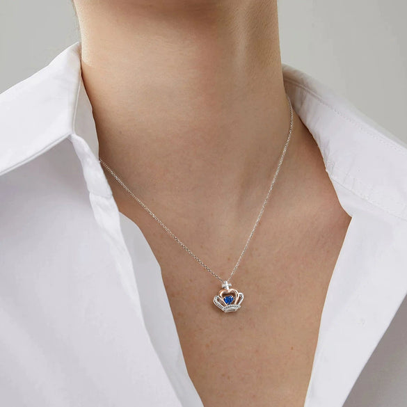 Wholesale Jewelry Geometric Cross Crown Zircon Pendant Necklace S925 Sterling Silver Electroplated