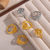 Wholesale Jewelry Geometric Doublelayer Line Hollow Interlocking 316L Stainless Steel Goldplated Ring