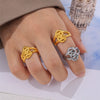 Wholesale Jewelry Geometric Doublelayer Line Hollow Interlocking 316L Stainless Steel Goldplated Ring