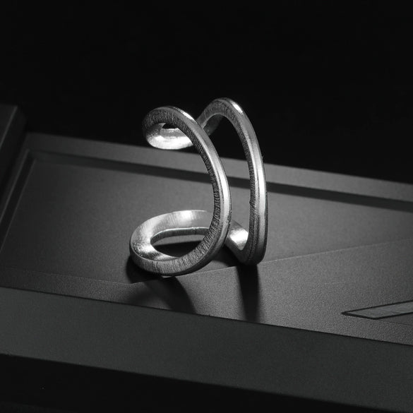 Wholesale Jewelry Geometric Exaggerated Style Titanium Steel Ring With Letters Numbers Text Electroplating For Unisex