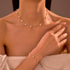 Wholesale Jewelry Geometric Fivepointed Star Motherofpearl Stainless Steel Electroplated Necklace And Bracelet For Women