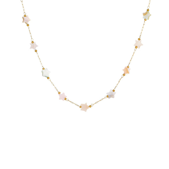 Wholesale Jewelry Geometric Fivepointed Star Motherofpearl Stainless Steel Electroplated Necklace And Bracelet For Women