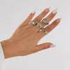 Wholesale Jewelry Geometric Gemstone Inlaid Alloy Ring With Electroplating Treatment For Women