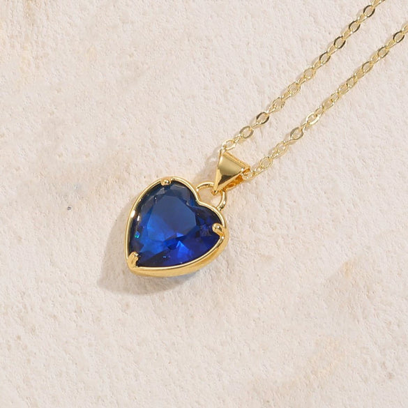 Wholesale Jewelry Geometric Glass Love Pendant Necklace Copper Electroplated For Women