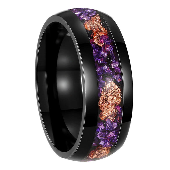 Wholesale Jewelry Geometric Gold Foil Inlaid Titanium Steel Ring For Men And Women