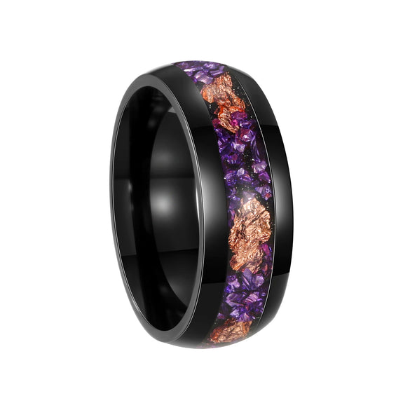 Wholesale Jewelry Geometric Gold Foil Inlaid Titanium Steel Ring For Men And Women