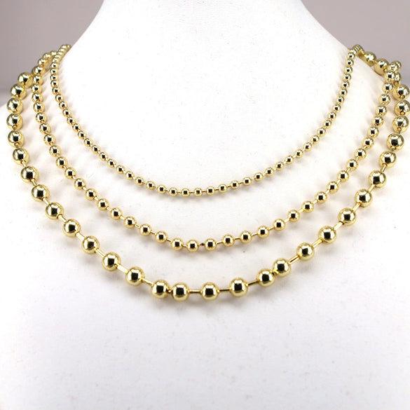 Wholesale Jewelry Geometric Gold Plated Copper Beads Electroplated Adjustable Necklace Unisex With Water Wave Chain And Mixed Gem Inlay