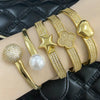 Wholesale Jewelry Geometric Heart Fivepointed Star Copper Goldplated Bracelet