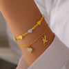 Wholesale Jewelry Geometric Heart 316L Stainless Steel Goldplated Unisex Pendant Bracelet