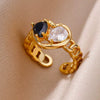 Wholesale Jewelry Geometric Heartshaped Copper Ring Electroplated
