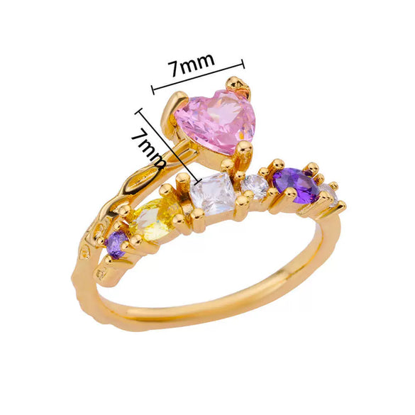 Wholesale Jewelry Geometric Heartshaped Copper Ring Electroplated