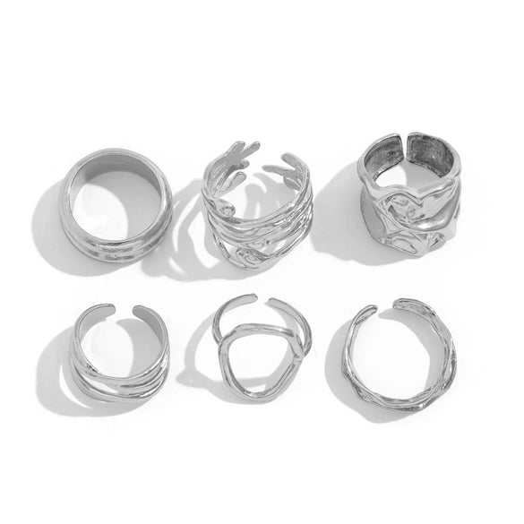 Wholesale Jewelry Geometric Hollow Irregular Zinc Alloy Ring With Electroplating For Women