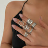 Wholesale Jewelry Geometric Hollow Irregular Zinc Alloy Ring With Electroplating For Women