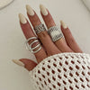 Wholesale Jewelry Geometric Hollow Stripe Alloy Ring Electroplated Women's Popular Style