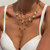 Wholesale Jewelry Geometric Iron Chain Shell Alloy Imitation Pearl Starfish Pendant Clavicle Necklace Electroplated