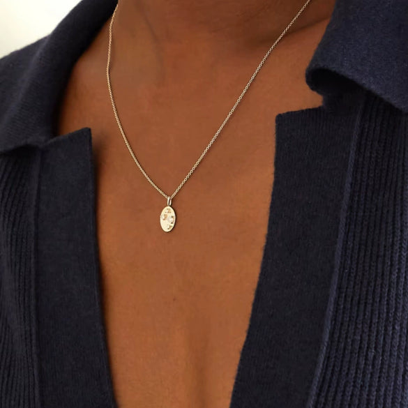 Wholesale Jewelry Geometric Irregular Oval Zircon Pendant Necklace Copper Titanium Steel Goldplated