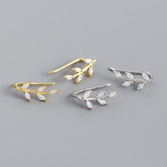 Wholesale Jewelry Geometric Leaves Ear Studs S925 Silver Electroplated For Female