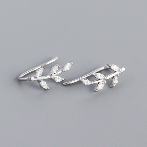 Wholesale Jewelry Geometric Leaves Ear Studs S925 Silver Electroplated For Female