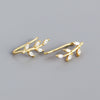 Wholesale Jewelry Geometric Leaves Ear Studs S925 Silver Electroplated For Female