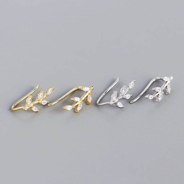 Wholesale Jewelry Geometric Leaves Ear Studs S925 Silver Electroplated For Female