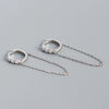 Wholesale Jewelry Geometric Long Tassel Chain Zircon Ear Buckle Earrings 925 Silver Electroplated For Women