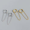 Wholesale Jewelry Geometric Long Tassel Chain Zircon Ear Buckle Earrings 925 Silver Electroplated For Women