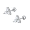 Wholesale Jewelry Geometric Lucky Grass Screw Earrings 925 Sterling Silver Electroplated Flower Style